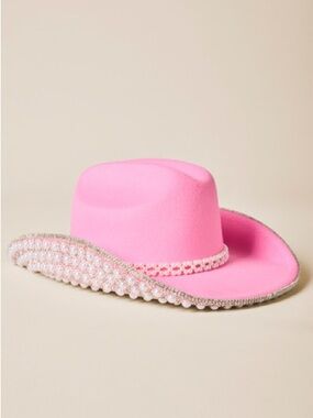 Francesca's Collections Pink Beaded Cowboy Hat